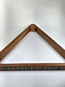 Vintage Rolling Rock "33" Beer Wooden Billiards Pool Ball Rack Triangle