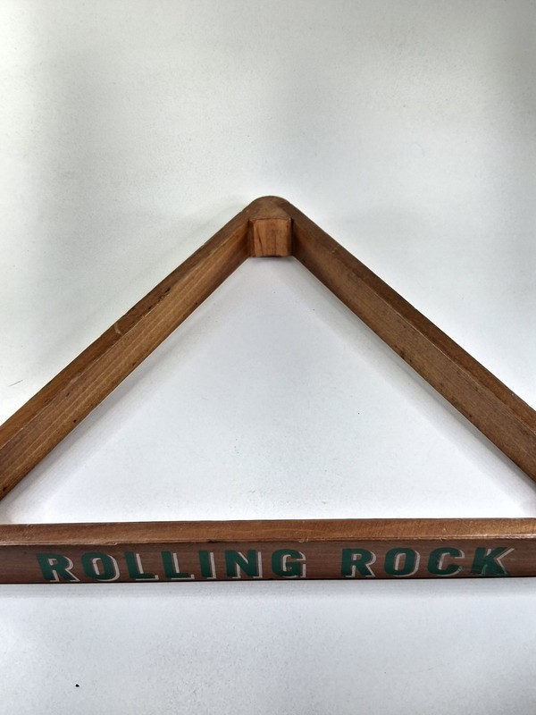 Vintage Rolling Rock "33" Beer Wooden Billiards Pool Ball Rack Triangle