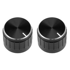 2Pcs 21x17mm Aluminium Alloy Potentiometer Rotary Knob Knurled Shaft Hole Black