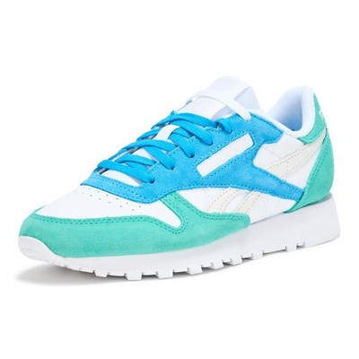 Reebok Women's Classic Leather Sneaker, White/Unleashed Green/Grey 1, Size 7.5