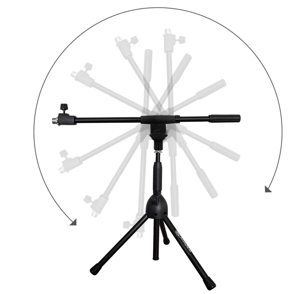 Soporte trípode micrófono de bajo perfil AxcessAbles con brazo de pluma | He... Foto 4 de 4