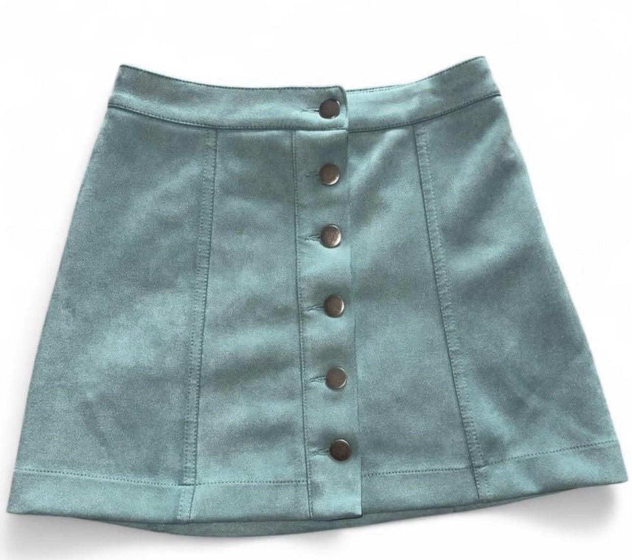 Forever 21 Turquoise Button Front Suede Mini Skirt US 25 | eBay