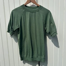 Jungmaven Short Sleeve Raglan Tee T-Shirt Top Small Hunter Green 55% Hemp EUC