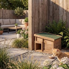 Wooden Hedgehog House & Hibernation Shelter Feeding Station Predator Proof Nest