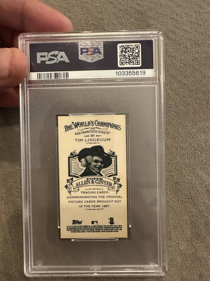 TIM LINCECUM 2008 Topps A & G MINI BACK #201 PSA 10 GEM MINT - Image 2 of 2