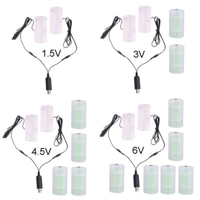 USB to 1.5V 3V 4.5V 6V D Battery Eliminate Cable Replace 1-4pcs D Cell Batteries