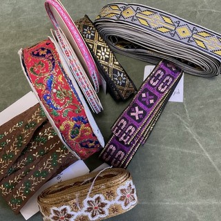 Lot #21 Vintage 50’s 90’s Jacquard / Embroidered Metallic Ribbon Trim 42 Yds