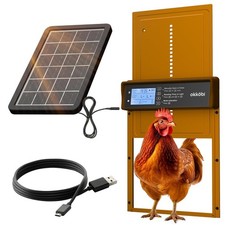 Okkobi Automatic Chicken Coop Door Solar Powered - LCD Display BROWN  OPEN-BOX 