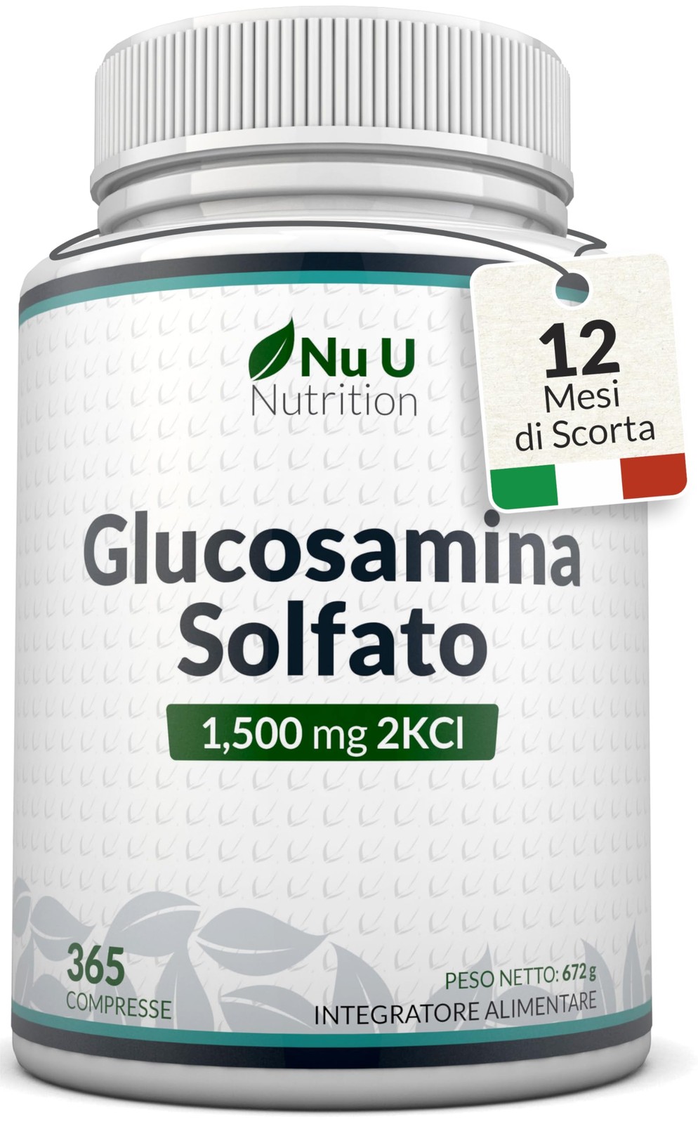 Glucosamina 1500mg 2KCl 365 Tabs | Supporto Cartilagine Alto Dosaggio