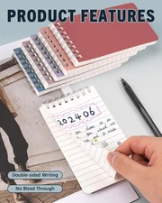 Small Top Spiral Notebooks Bulk 3X5" 50 Packs Pocket Notepad Mini Pads 10 School