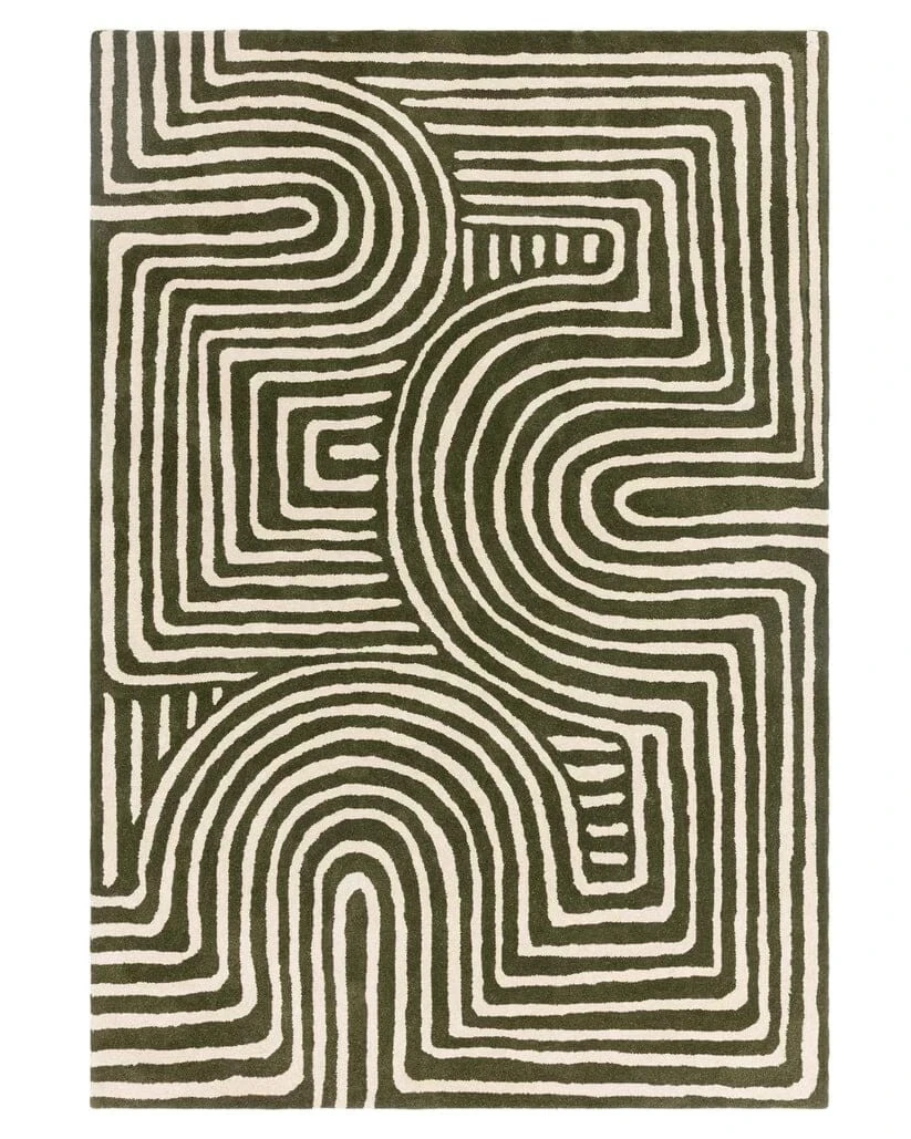 Premium Rug Hand-Tufted Custom Rug Bespoke Green &White Area Rug 9x12|9x15|10x12