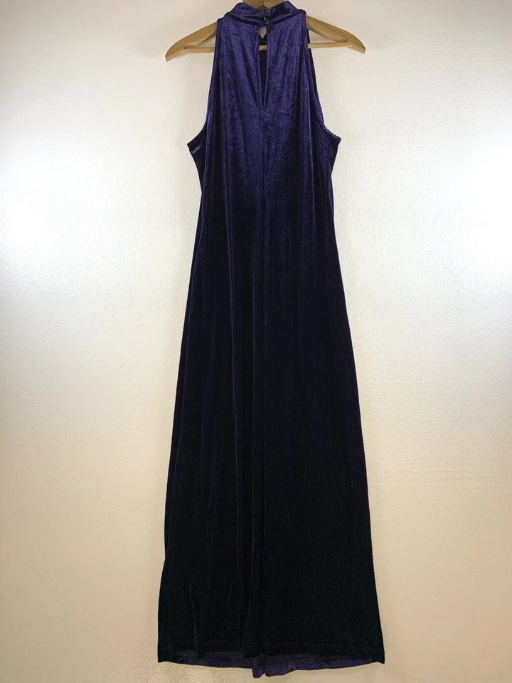 Vintage Womens Velvet Mock Neck Maxi Dress Sz M Purple Whimsigoth Witchy Event - Image 3 of 4