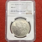1921 P Morgan Silver Dollar $1 90% Silver Business NGC MS61 Cert 8903126-006
