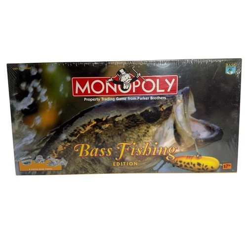 Vintage Monopoly Bass Fishing Edition Parker Bros Board Game 1998 New & Sealed