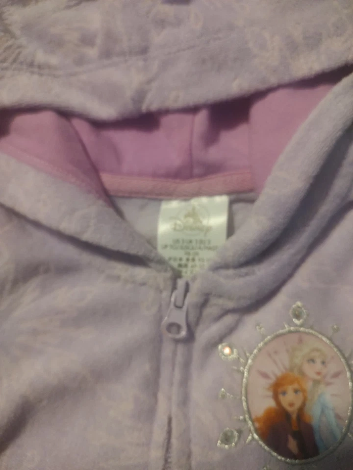 Disney Frozen Niñas Talla 3 Púrpura Capucha Cremallera Traje de Baño Cubierta Foto 3 de 4