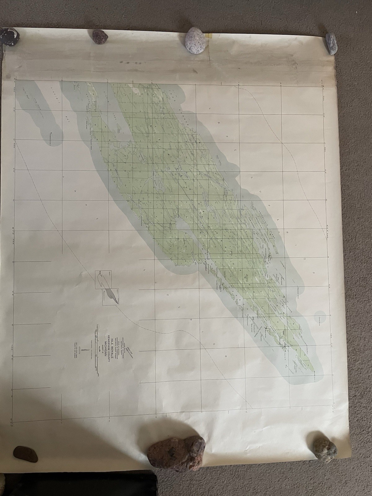 Isle Royal Keweenaw Michigan GeologicalSurveyMap56x44Inches Both Sheets 1 And 2
