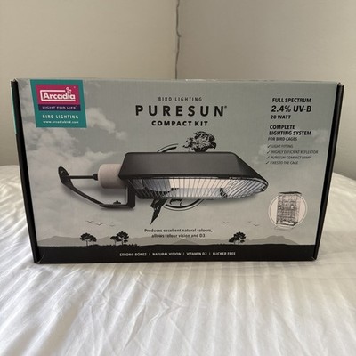 Arcadia PureSun Compact Bird Lighting Kit 20 Watt 2.4% Fluorescent Bird Lamp NIB