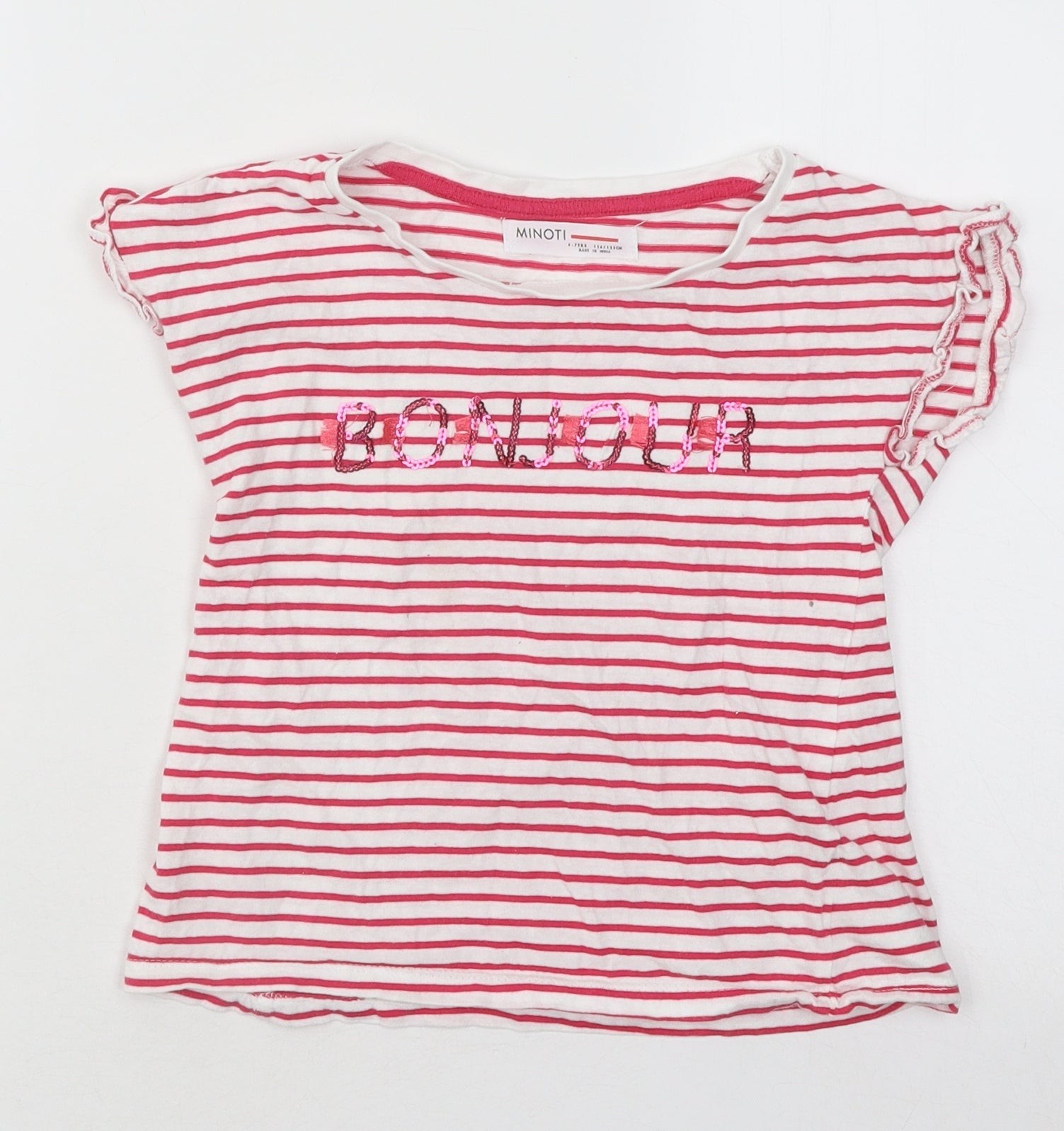 Girls UK Size 6-7 Years Minoti Pink Basic T-Shirt