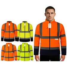 Hi Vis Softshell Jacket Fleece Lined Water Repellent Reflective Safety Workwear