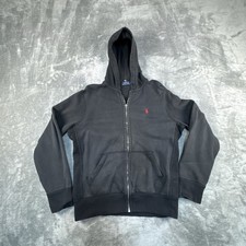 Polo Ralph Lauren Hoodie Mens M Distressed Full Zip Fleece Sweatshirt Pony