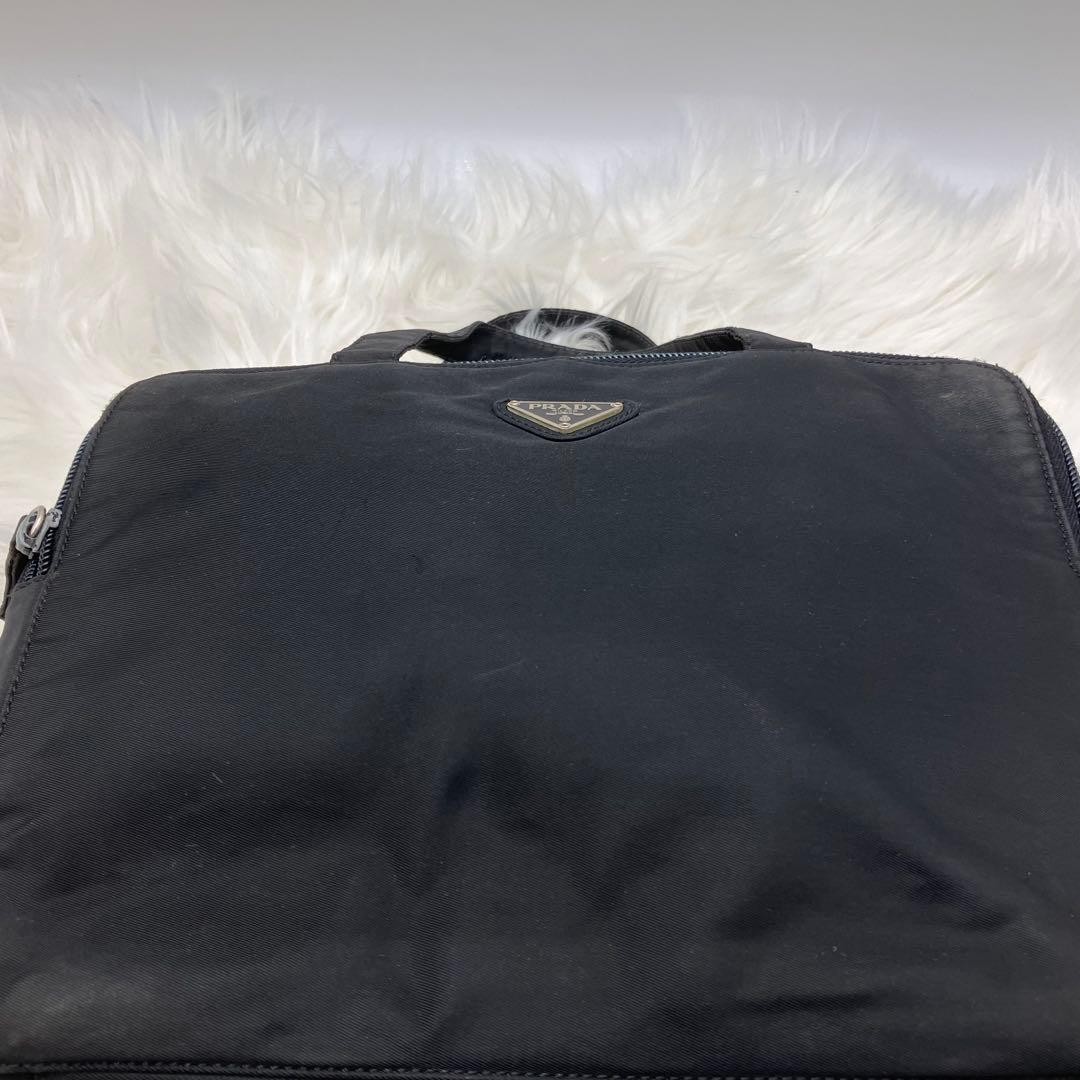 PRADA Triangular Plate Nylon Tote 2 Layer Bag Bla… - image 9
