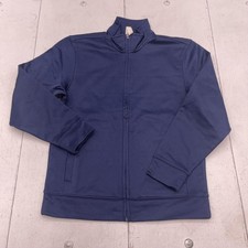 Sport Tek Jacket Youth Medium Navy Blue Full Zip Fleece Lined Athletic