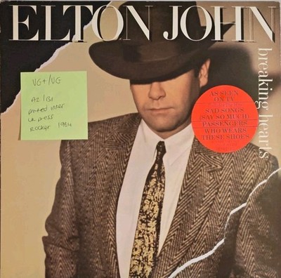 Elton John Breaking Hearts Vinyl Record VG+/VG HISPD 25 1984