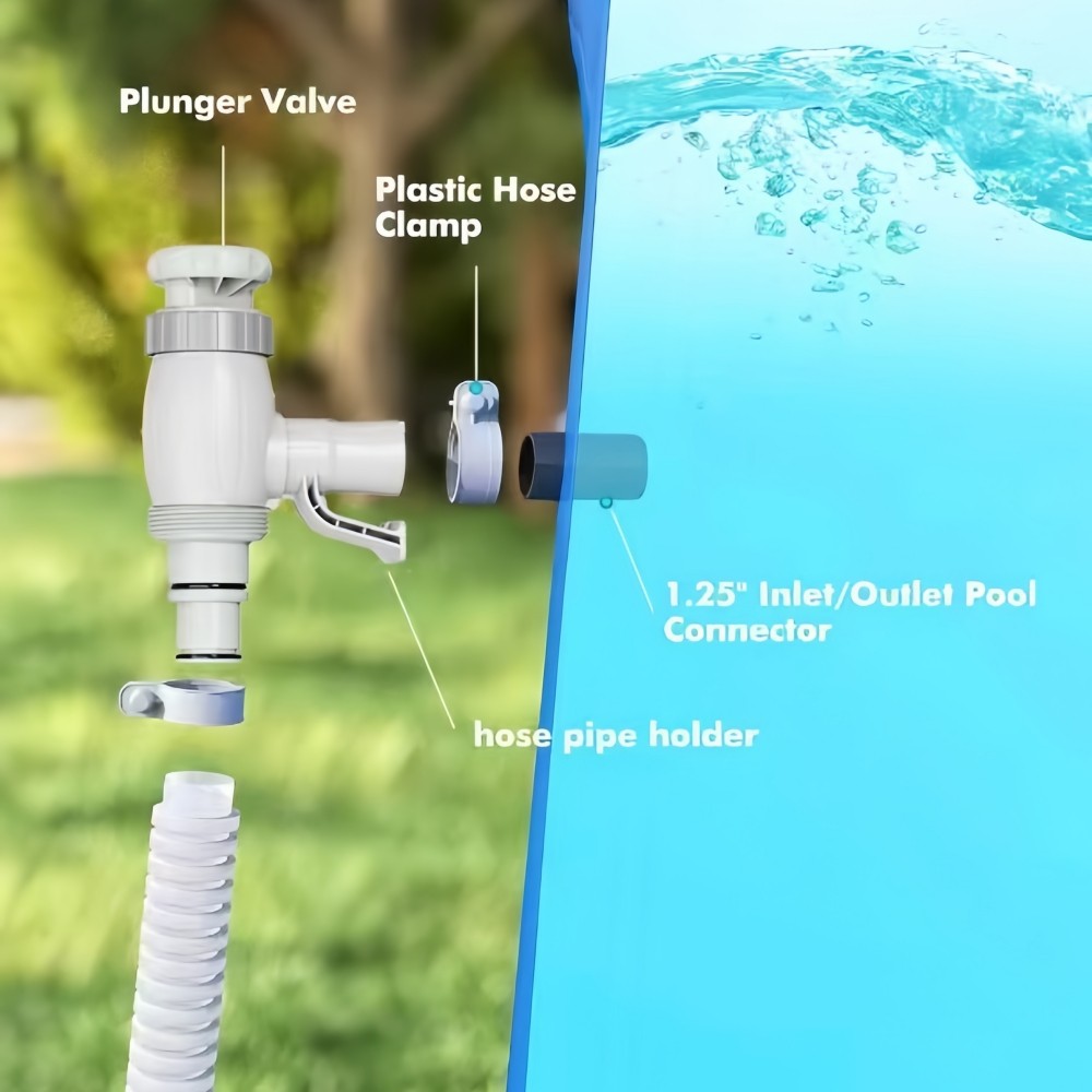 For Above Ground Swimming Pool Hose Adapter & Plunger Valve Kit - 2 Pack