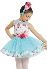 Dance Costume Medium Child Blue Weissman 11740 Ballet Floral Pink Pageant