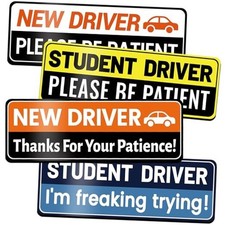 Student Driver Magnet for Car: 4 Pack Funny  Reflective Be Patient R-classic