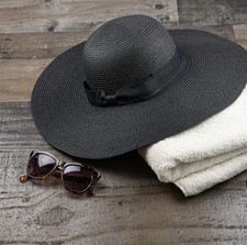 Women Floppy Sun Hat with Wide Brim  Foldable Roll-Up Straw Beach Hat UPF 50