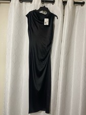 Women s Black Satin Maxi Dress NWT Size S Elegant Sleeveless Cowl Neck Forma