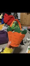 Felt Orange And Green Carrot Bag Handle Easter Hunt Basket Decoration Kids 