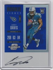 Corey Davis 2017 Contenders Optic Blue Prizm Rookie Ticket Rc Auto (2/25)