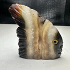 Natural Crystal Mineral Specimen.  AGATE. Hand-carved Fish.Gift.BP