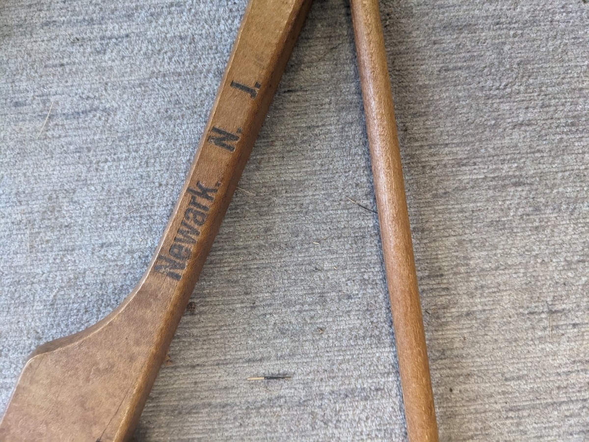 50s vintage wood hanger made in usa 5本 Antique UNION Folding Wooden Coat Hanger- Folding Wood and Wire