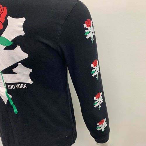 Zoo York T Shirt Youth Large Cotton Black Long Sleeve roses - Picture 3 of 5