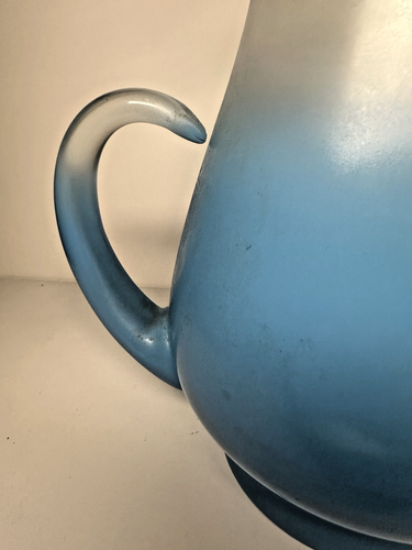 VINTAGE BLENDO GLASS PITCHER AQUA BLUE FROSTED WEST VIRGINIA 32 OZ 10" H - Picture 9 of 19