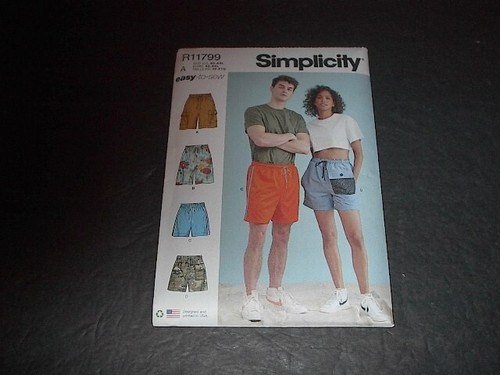 Simplicity Muster 9795 Misses'/Herren Shorts in 2 Längen/vier Styles XS~XXL Unc