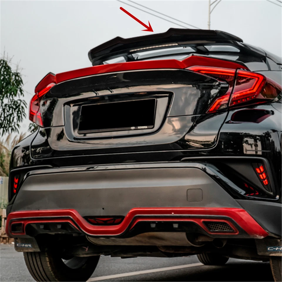 Alerón de techo de ventana trasera negro brillante para Toyota C-HR CHR 2016-2019 Foto 4 de 4