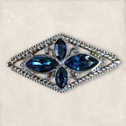 Genuine Elegant Vintage Sapphire Blue Rhinestone 1980's Brooch - Made in Uk