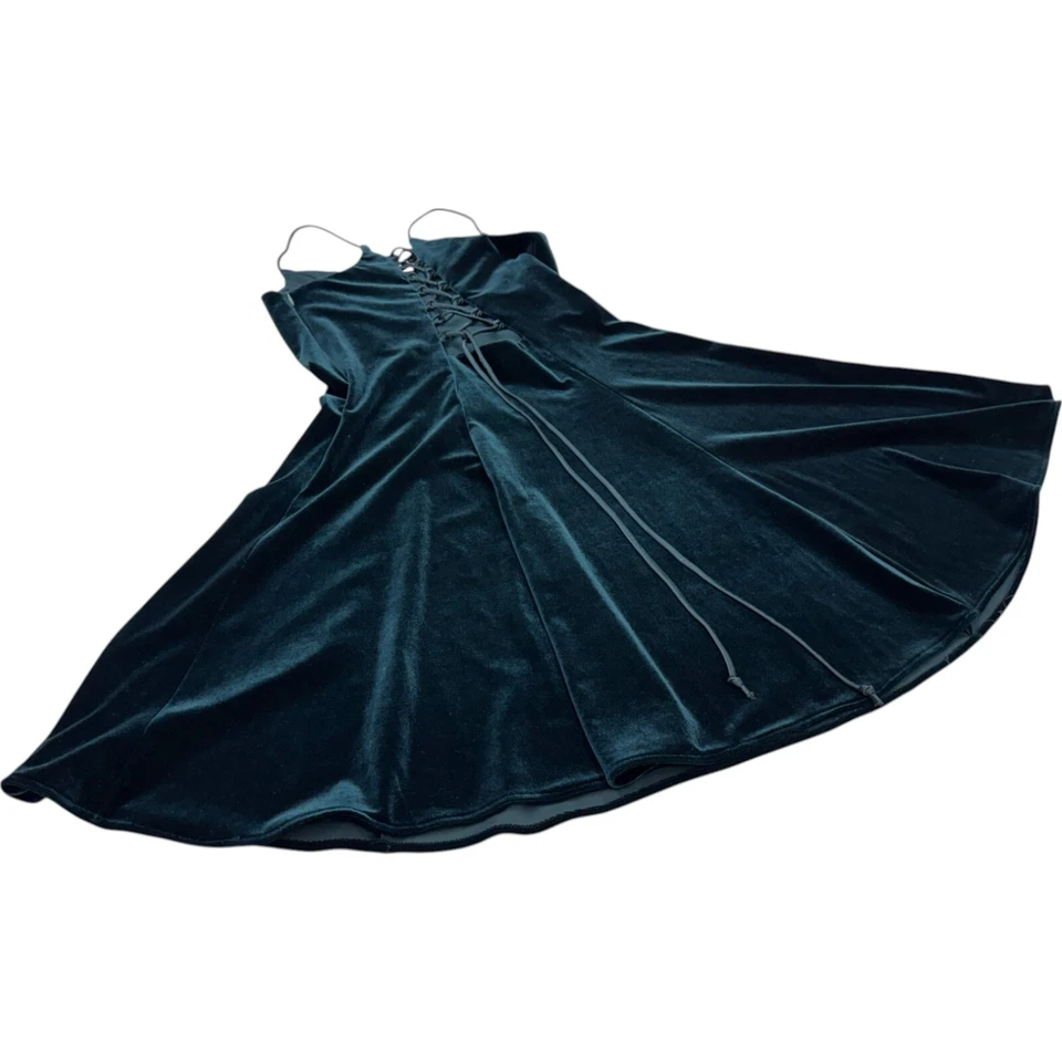 Mini Vestido Vintage Rhapsody Para Mujer Negro Terciopelo Con Cordones Espalda Capricho Talla 16 Foto 3 de 4