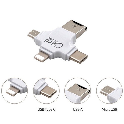 TF Card Reader for iPad iPhone 13 12 11 X Samsung S20 S10 LG G5 Type C Android - 第 1/13 張圖片