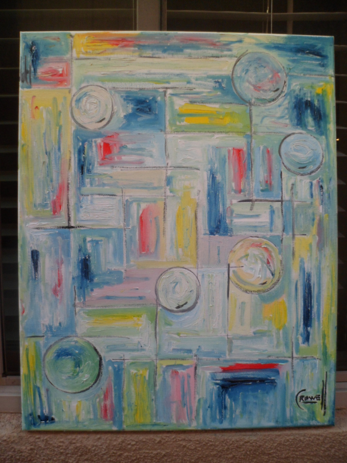 abstract THE LOST HORIZON  big 16x20 canvas original oil painting signed CROWELL