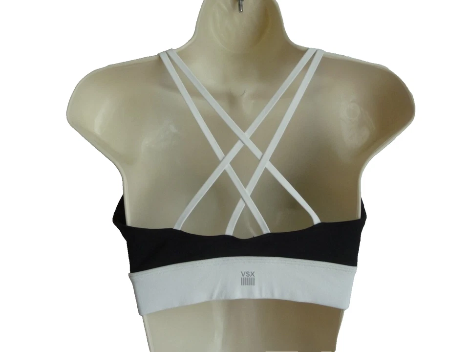Sujetador deportivo Victoria's Secret VSX M negro cruzado con correas blancas Foto 2 de 4