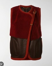 Chloe Shearling Panel Gilet Vest, Size 34