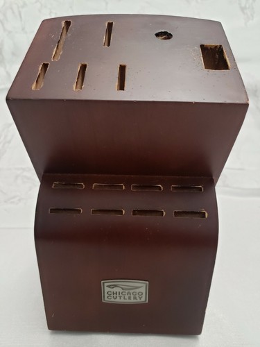 Chicago Cutlery Knife Block ONLY Without Knives Storage Wood Brown Pre owned A 6 - Afbeelding 1 van 9