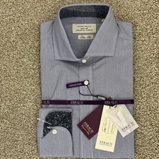Gianni Feraud Men's Slim Fit Grey Stripe Long Sleeve Shirt, Collar 15.5"/39cm