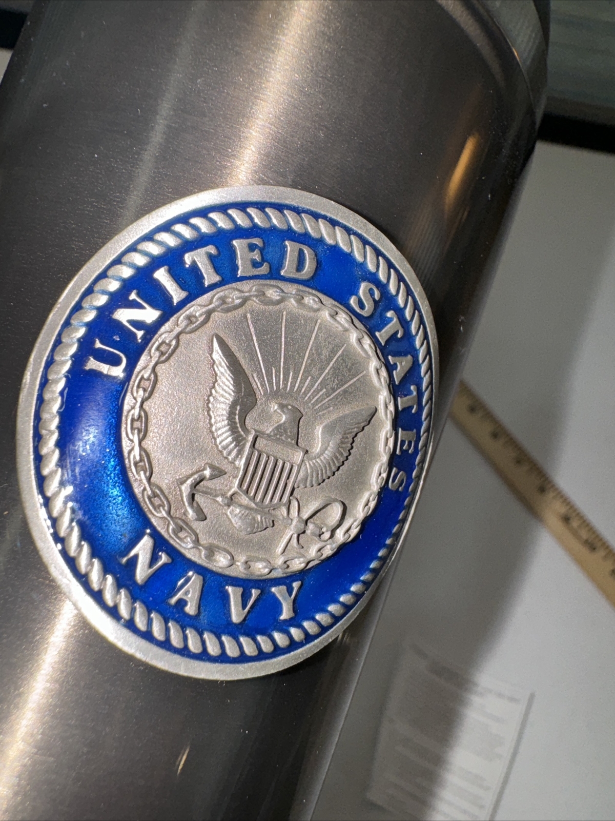 Navy Badge Stainless Steel Double Wall Tumbler - 16 oz -