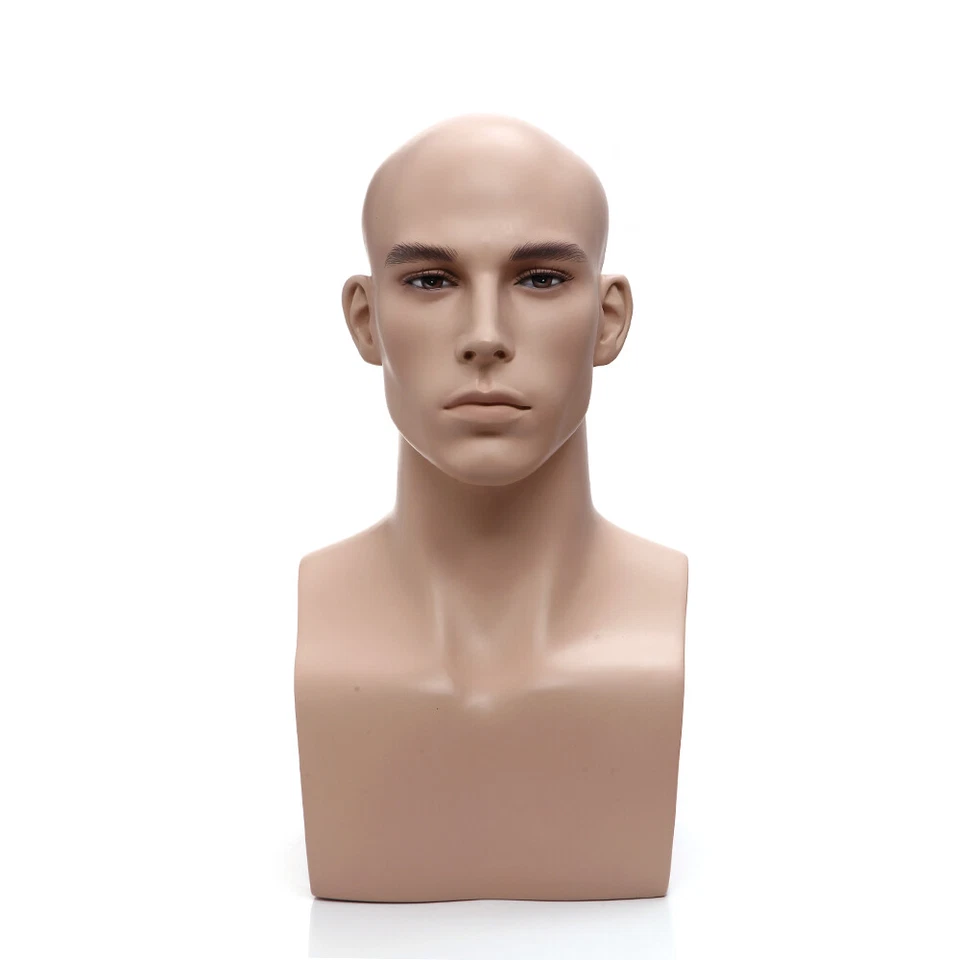 Adult Male Realistic Fleshtone Fiberglass Mannequin Head Display - Image 2 of 4